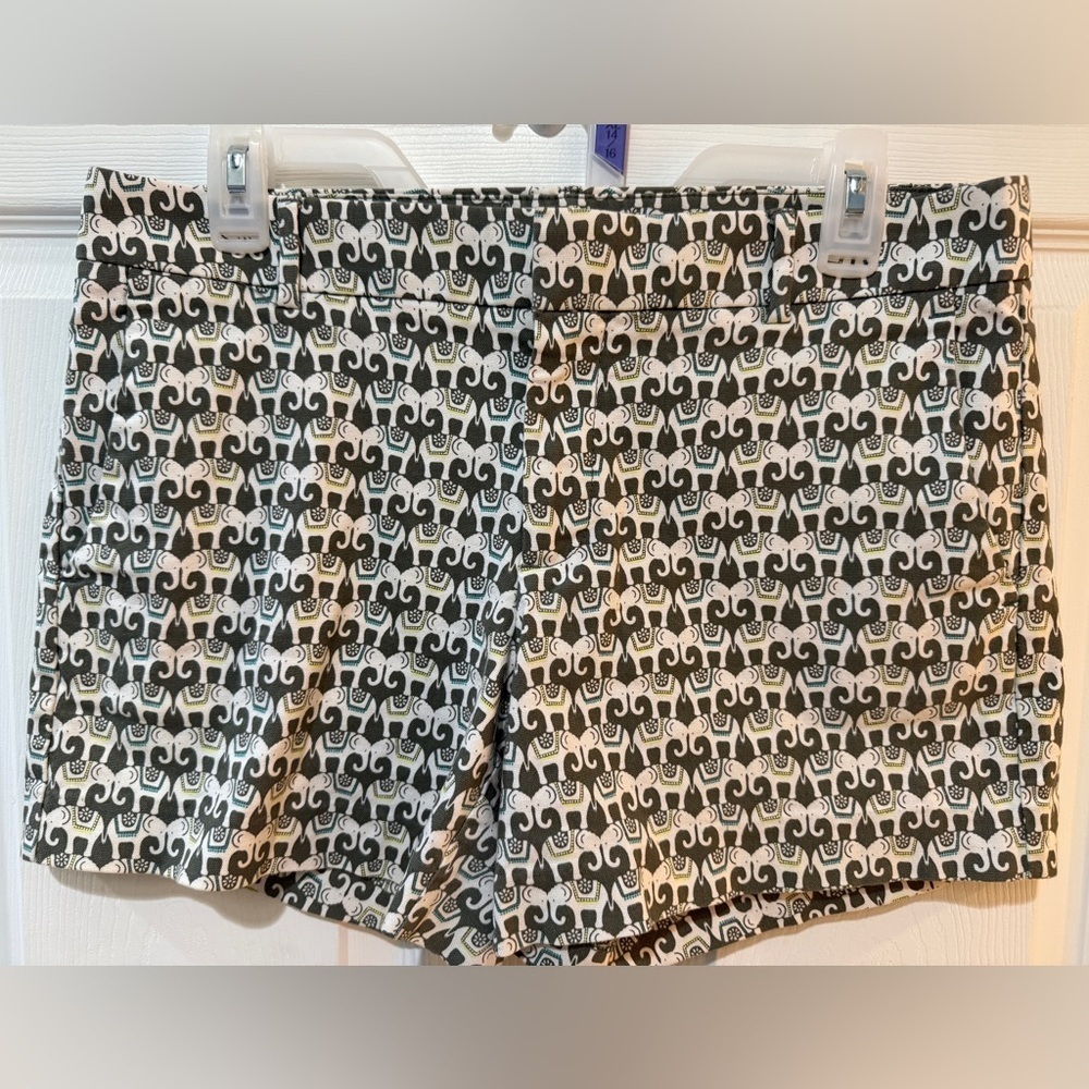 Banana Republic High Waist Green and White Elephant print Shorts